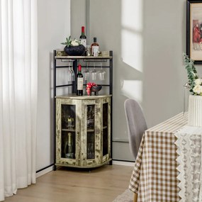 Garrafeira de Canto para Bar Mafra com Suporte de Copos – 48x48x130 cm