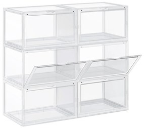 Caixas transparentes para sapatos com porta frontal e empilháveis | SONGMICS | 36 x 28 x 22 cm | branco | LSP06CW.