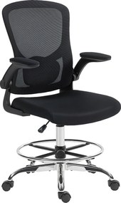 HOMCOM Cadeira de Escritório Ergonômica Cadeira de Desenho Suporte Lombar 4D Apoios de Braço Eleváveis 60x60x108-132 cm Preto | Aosom Portugal