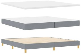 Cama Box com Colchão Cinza Claro - 200 x 200 cm, Têxtil.