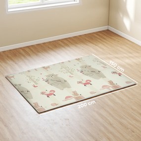 Tapete de brincar para bebé, dobrável e reversível, tapete de espuma espesso, 200 x 150 x 1,5 cm, multicolorido