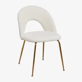 Cadeira De Jantar Em Borreguito Glorys Branco & Dourado - Sklum