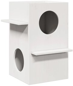 vidaXL Casa do gato 43x43x60 cm madeira de pinho maciça branco