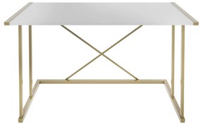 Secretária de Estudo Adelaide - Dourado e Branco - 114x60x75 cm