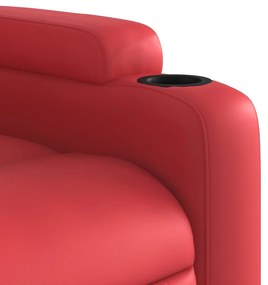 Poltrona massagens reclinável elevatória couro artif. vermelho