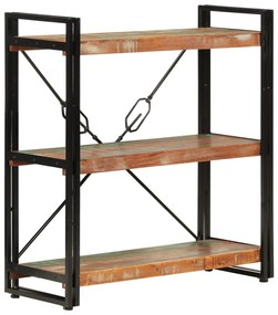 Estante c/ 3 prateleiras 77x30x80cm madeira recup. maciça/ferro
