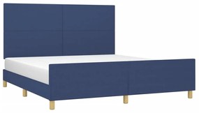 Estrutura de cama sem colchão 160x200 cm tecido azul