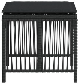 Bancos de jardim com almofadões 4 pcs 41x41x36 cm vime PE preto