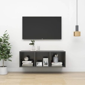 Armário de parede para TV derivados de madeira cinza brilhante