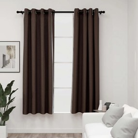 321200 vidaXL Cortinas opacas asp. linho c/ ilhós 2pcs 140x175cm cinza-acast.