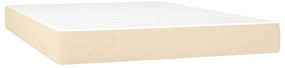 Cama box spring c/ colchão e LED 140x200 cm tecido cor creme