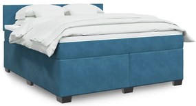 vidaXL Cama com molas/colchão 180x200 cm veludo azul