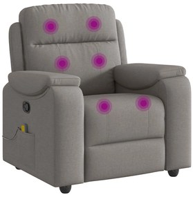 Poltrona de massagens reclinável tecido cinzento-acastanhado