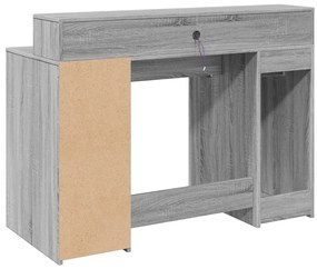 Secretária luzes LED 120x55x91cm deriv. madeira cinzento sonoma