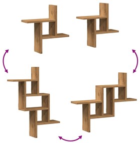 Prateleiras de parede 2pcs derivados madeira carvalho artisiano