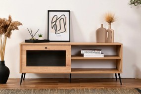 Móvel TV Calvin – Carvalho e Preto – 138 cm x 55 cm x 41 cm