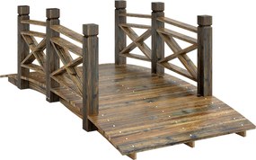 Outsunny Ponte de Madeira com Corrimão Ponte de Jardim em Abeto Ponte para Lago com Aparência Antiga, Atravessável 174 x 78 x 57,5 cm Carbonizado | Aosom Portugal