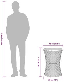 Mesa de apoio formato de djembé vime PE/madeira maciça bege
