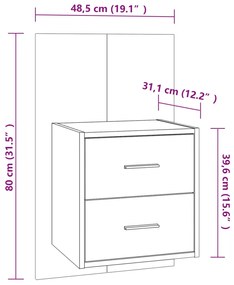 Mesa de cabeceira montagem na parede branco