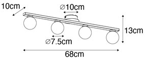 Candeeiro de tecto moderno preto IP44 4 luzes - Cederic Moderno