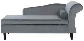 Chaise-longue à direita em veludo cinzento claro LUIRO Beliani