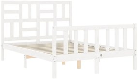 Estrutura de cama de casal com cabeceira madeira maciça branco