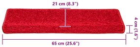 Tapetes de escadas 30 pcs 65x21x4 cm vermelho