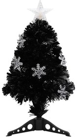 Árvore de Natal com flocos de neve LED 64 cm fibra ótica preto