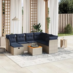 vidaXL 8 pcs conjunto sofás p/ jardim c/ almofadões vime PE cinzento