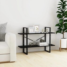 vidaXL Estante com 2 prateleiras 100x30x70 cm pinho maciço preto