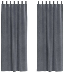 Cortinas Blackout vidaXL com Laços de Pendurar 2 pcs Veludo Cinza Clar