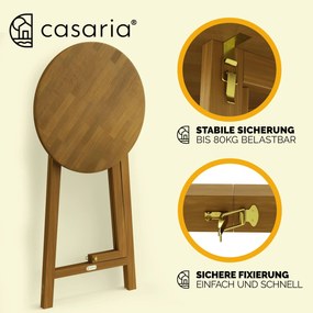 Mesa de bar Jardim em madeira de acácia Ø80cm, 110 cm altura dobrável Castanha