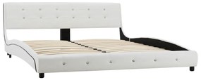 Cama + colchão espuma memória 160x200cm couro artificial branco