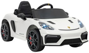 Carro elétrico para Crianças 12V Porsche Spyder RS 718 Com MP4, Rodas Espuma EVA, assento couro ecológico Carga até 30 kg Branco