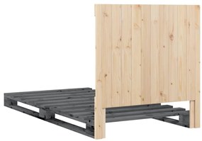 Estrutura de cama com cabeceira 100x200cm pinho maciço cinza