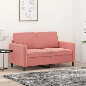 vidaXL Sofá de 2 lugares veludo 120 cm rosa