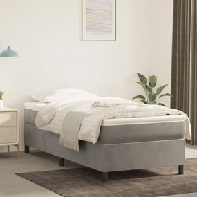 Estrutura de cama sem colchão 80x200 cm veludo cinzento-claro