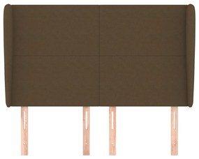 Cabeceira cama c/ abas tecido 147x23x118/128 cm castanho-escuro
