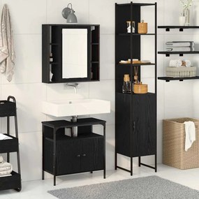 vidaXL Conjunto de Armários para Banheiro 3 pcs Carvalho preto