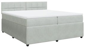 Cama com molas/colchão 200x200 cm veludo cinzento-claro