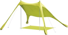 Tenda de Praia Dobrável com Tapete UPF50+ Postes de Alumínio Pá Estacas e Bolsa de Transporte 208x200 cm Verde