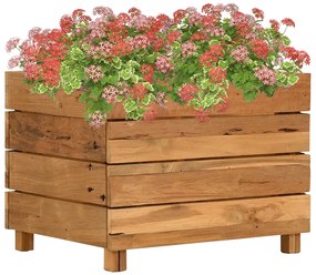 Vaso/floreira 50x40x38 cm madeira de teca reciclada e aço