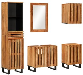 vidaXL 5 pcs conjunto de móveis p/ casa de banho acácia maciça