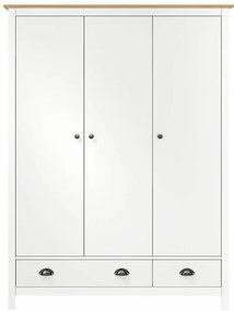 Roupeiro 3 portas Hill 127x50x170 cm pinho maciço branco