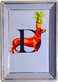 Bandeja decorativa em porcelana fine bone china Dog