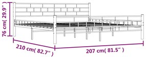 Estrutura de cama 200x200 cm aço preto