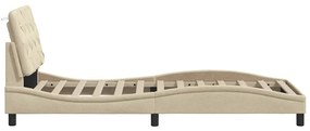 Estrutura de cama com LED sem colchão 90x200 cm tecido creme