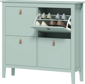 Sapateira com capacidade 105 x 24 x 95,5 cm para 20 pares, com 4 gavetas rebatíveis, prateleiras removíveis e ajustáveis, verde