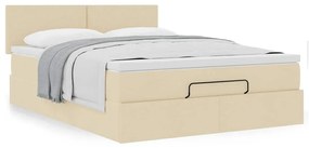 Cama otomana com colchão 140x200 cm tecido creme