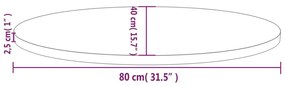 Tampo de mesa oval 80x40x2,5 cm madeira de pinho maciça
